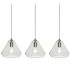 Afx Lighting Armitage Satin Nickel Multi-Light Pendant with Conical Shade