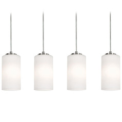 Afx Lighting Leo Satin Nickel Multi-Light Pendant with Cylindrical Shade