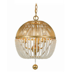 Crystorama Lighting Duval Antique Gold Pendant Light with Globe Shade