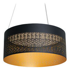 Afx Lighting Ash Black & Gold LED Pendant Light with Drum Shade