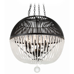 Crystorama Lighting Duval Matte Black Pendant Light with Globe Shade