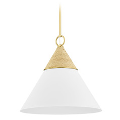 Mitzi Alana Large Aged Brass Ceramic White Pendant