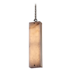 Kalco Lighting Vertical Winter Brass LED Mini-Pendant Light with Rectangle Shade