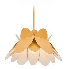 Kalco Lighting Flor White and Yellow Pendant Light with Scalloped Shade