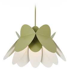 Kalco Lighting Flor White and Green Pendant Light with Scalloped Shade