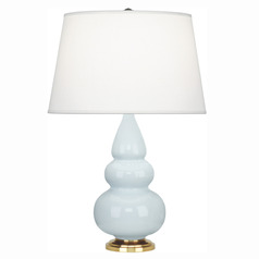 Robert Abbey Lighting Small Triple Gourd Baby Blue / Antique Natural Brass Table Lamp with Empire Sh