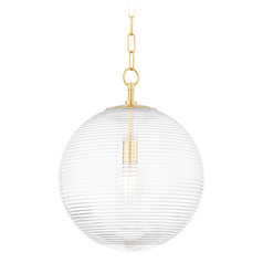 Mitzi Lola Large Aged Brass Clear Glass Pendant