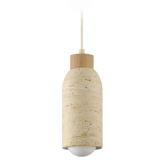Maxim Lighting Pompeii Travertine and Oyster Mini-Pendant Light with Cylindrical Shade