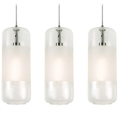Afx Lighting Hermosa Satin Nickel Multi-Light Pendant with Cylindrical Shade