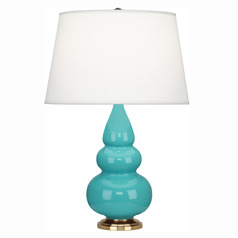 Robert Abbey Lighting Small Triple Gourd Egg Blue / Antique Natural Brass Table Lamp with Empire Sha