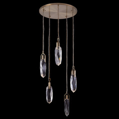 Allegri Crystal Diamante Winter Brass LED Multi-Light Pendant with Oval Shade