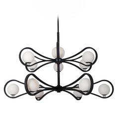 Kalco Lighting Elliptical Matte Black LED Pendant Light with Globe Shade