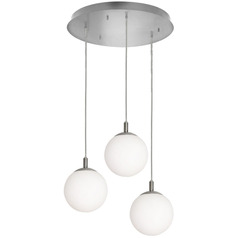 Afx Lighting Loretto Satin Nickel Multi-Light Pendant with Globe Shade