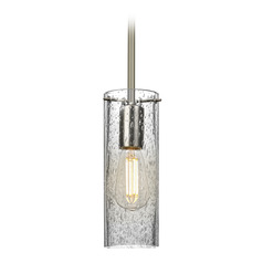Besa Lighting Juni Satin Nickel LED Mini-Pendant Light with Cylindrical Shade