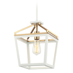 Matteo Lighting Mavonshire White & Aged Gold Brass Mini-Pendant Light
