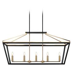 Matteo Lighting Mavonshire Black & Aged Gold Brass Island Light