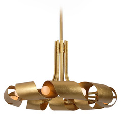 Kalco Lighting Ribbon Bright Gold Leaf Pendant Light
