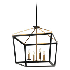 Matteo Lighting Mavonshire Black & Aged Gold Brass Pendant Light