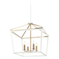 Matteo Lighting Mavonshire White & Aged Gold Brass Pendant Light
