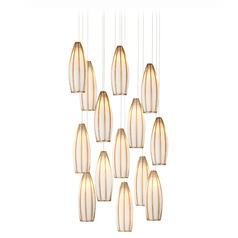 Currey and Company Parish Antique Brass & Silver Multi-Light Pendant with Oblong Shade