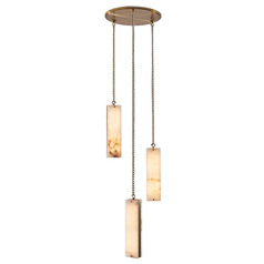 Kalco Lighting Vertical Winter Brass LED Multi-Light Pendant with Rectangle Shade