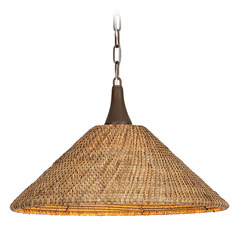 Troy Lighting Kenzo Bronze Leaf LED Pendant Light with Coolie Shade