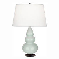 Robert Abbey Lighting Small Triple Gourd Celadon / Deep Patina Bronze Table Lamp with Empire Shade