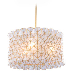 Kalco Lighting Flair Oxidized Gold Leaf Pendant Light with Drum Shade