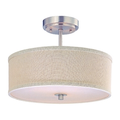 Bronze Flushmount Ceiling Light With Cream Drum Shade 5551 604