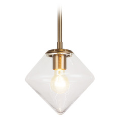Matteo Lighting Novo Aged Gold Brass Mini-Pendant Light with Oblong Shade