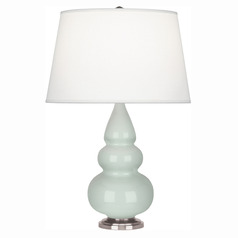 Robert Abbey Lighting Small Triple Gourd Celadon / Antique Silver Table Lamp with Empire Shade