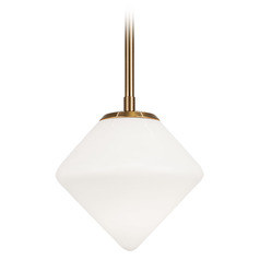 Matteo Lighting Novo Aged Gold Brass Mini-Pendant Light with Oblong Shade