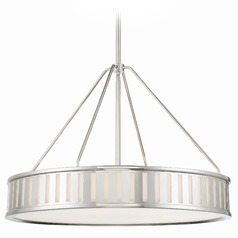 Crystorama Lighting Kendal Polished Nickel Pendant Light with Drum Shade
