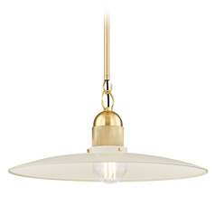 Mitzi Leanna Aged Brass Pendant Light Cream Shade