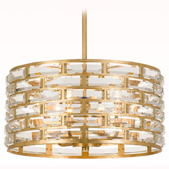 Crystorama Lighting Meridian Antique Gold Pendant Light with Drum Shade