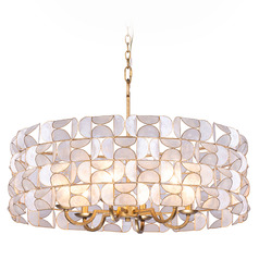 Kalco Lighting Crescent Oxidized Gold Leaf Pendant Light with Drum Shade