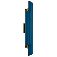 Kalco Lighting Piaga Matte Blue and Polished Brass Sconce