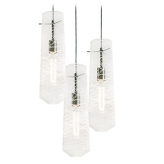 Afx Lighting Spun Satin Nickel Multi-Light Pendant with Cylindrical Shade