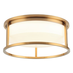 Matteo Lighting Framerton Aged Gold Brass LED Flushmount Light