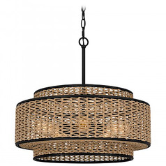 Quoizel Lighting Quoizel Pendant Brushed Gold Pendant Light with Drum Shade