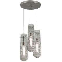 Afx Lighting Spun Satin Nickel Multi-Light Pendant with Cylindrical Shade