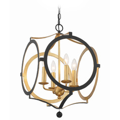 Crystorama Lighting Odelle Black & Antique Gold Mini-Chandelier