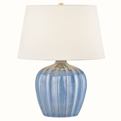 Mitzi By Hudson Valley Myla Aged Brass / Ceramic Spring Lake Table Lamp with Empire Shade
