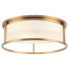 Matteo Lighting Framerton Aged Gold Brass LED Flushmount Light