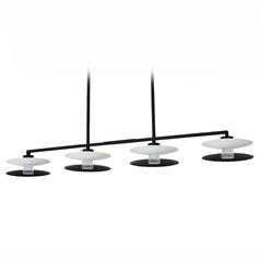 Kalco Lighting Fresno White and Matte Black LED Island Light with Bowl / Dome Shade