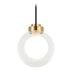 Matteo Lighting Solaris Aged Gold Brass LED Mini-Pendant Light with Globe Shade