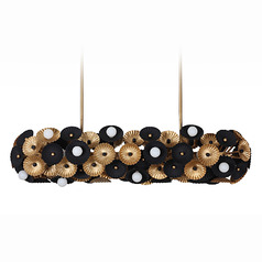 Kalco Lighting Damask Black and Vintage Brass Island Light