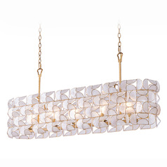 Kalco Lighting Crescent Oxidized Gold Leaf Island Light with Oval Shade