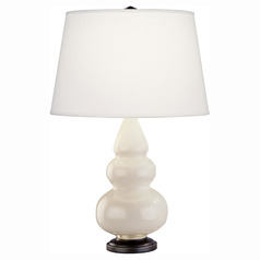 Robert Abbey Lighting Small Triple Gourd Bone / Deep Patina Bronze Table Lamp with Empire Shade