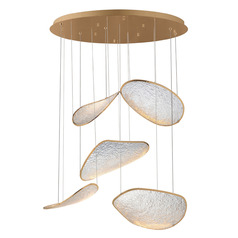 ET2 Moonscapes Brushed Champagne LED Multi-Light Pendant with Curved Panel Shade
